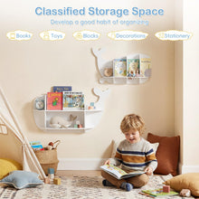 Load image into Gallery viewer, Space Saving Children Wooden Wall Shelves Organizer Display Storage Rack