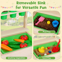 Load image into Gallery viewer, Kids Mud Kitchen Play Pretend Kitchen with Chalkboard Rotation Knobs and Cabinet