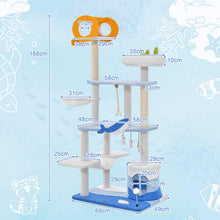 Load image into Gallery viewer, Cat Tree, Multi-Level Cats Tower with Scratching Posts, Top Perch & 3 Hanging Toys (168cm Tall)