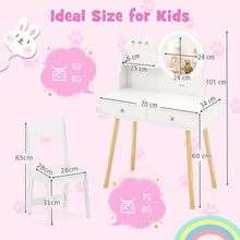 Load image into Gallery viewer, Kids Vanity Table and Chair with 2-Color LED Lighted Mirror