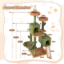 Load image into Gallery viewer, Cactus Cat Tree, 160cm Tall Cat Tower with Sisal Scratching Posts, 2 Perches, 2 Cat Condos, Hammock