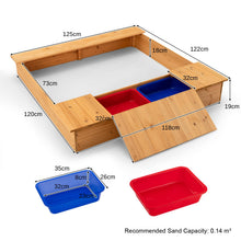 Load image into Gallery viewer, Outdoor Wooden Kids Sandbox with Bench Seat and 2 Removable Boxes