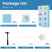 Load image into Gallery viewer, Cartoon Clothes Closet, Portable Kids Wardrobe with Hanging Section( 8 Cubes Space: 74 x 36 x 144cm)