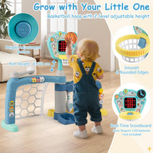 Load image into Gallery viewer, 5 in 1 Toddler Sports Toy Kids Activity Center with Adjustable Basketball Hoop