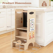 Load image into Gallery viewer, Toddler Step Stool Wooden Kids Standing Tower with Safety Rails