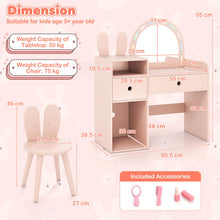 Load image into Gallery viewer, Kids Dressing Table, Girls Vanity Set with Lighted Mirror