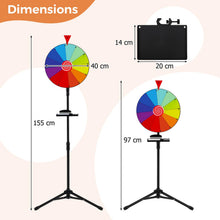 Load image into Gallery viewer, 16Inches Spinning Wheel Game with 12 Slots Color Prize Wheel Tripod
