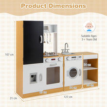 Load image into Gallery viewer, 3-Piece Kids Play Kitchen Set with Realistic Sounds Lights and Blackboard