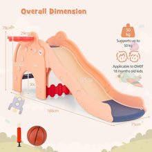 Load image into Gallery viewer, 4 in 1 Toddlers Freestanding Slides with Basketball Hoop