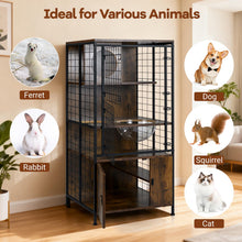 Load image into Gallery viewer, Multi-level Cat Cabinet Cage Metal Frame with Cat Bowel and Cabinet