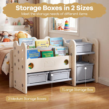 Load image into Gallery viewer, Toy Storage Unit, Kids Bookshelf with Removable Boxes and Storage Shelves