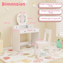 Load image into Gallery viewer, Kids Vanity Table and Chair Set with Mirror