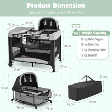Load image into Gallery viewer, 5 in 1 Portable Nursery Center with Bassinet and Cradle