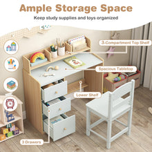 Load image into Gallery viewer, Wooden Student Study Table with 3 Drawers