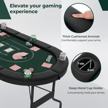 Load image into Gallery viewer, Foldable Poker Table for 8 Players Portable Oval Card Board with Cup Holders