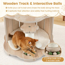 Load image into Gallery viewer, Wooden Cat Tree 3-Level Cute Kitten Tower with Condo Space Capsule Scratching Posts