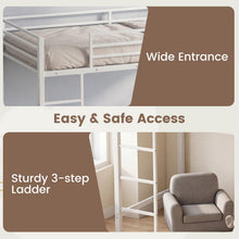 Load image into Gallery viewer, Kids Loft Bed, Metal Single Size Low Loft Bed with Under-Bed Space, Storage Shelves