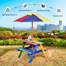 Load image into Gallery viewer, Wooden Children Garden Table and Bench Set with Removable Umbrella