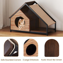 Load image into Gallery viewer, Wooden Cat House for Indoor Cats Kitty Condo Furniture with Porch