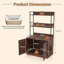 Load image into Gallery viewer, Modern Cat Litter Box Enclosure Cabinet with 3-Tier Shelves Metal Frame