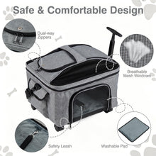 Load image into Gallery viewer, Pet Carrier with Wheels, Foldable Pet Carrier with Telescopic Handle