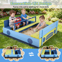 Load image into Gallery viewer, Kids Sandbox, 118 x 100cm Wooden Sand Pit with Bench Seats, Folding Lid, Sandpit Liner