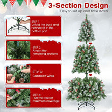 Load image into Gallery viewer, 6.5 FT Artificial Xmas Tree with 909 PVC Branch Tips and 420 Warm White LED Lights