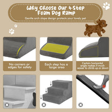 Load image into Gallery viewer, 4-Tier Foam Dog Ramp with Washable Zippered Cover and Silicone Paw Prints
