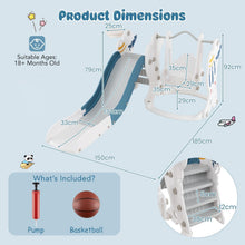 Load image into Gallery viewer, Toddler Swing and Slide Set, 4-in-1 Children Climber and Swing Set with Basketball Hoop