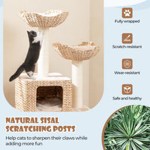 Load image into Gallery viewer, Cat Tree, 122cm Cattail Cat Tower with Sisal Scratching Posts, Perch, Cat Condo & Bed