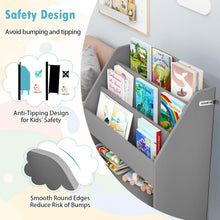 Load image into Gallery viewer, Kids Bookcase, Wooden Children Bookshelf with 3 Shelves, Open Compartment and 2 Removable Bins