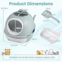 Load image into Gallery viewer, Cat Litter Box with Lid, Helicopter Style Fully Enclosed Cat Toilet with Scoop
