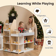 Load image into Gallery viewer, Kids Grocery Store Playset Wooden Pretend Play Supermarket with Shopping Cart