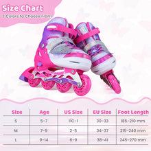 Load image into Gallery viewer, Kids Inline Skates for Boys & Girls, 4 Sizes Adjustable Blades Roller Skates
