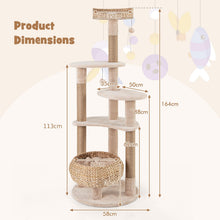 Load image into Gallery viewer, 164 cm Cat Tree with Jute Scratching Posts and Dangling Balls