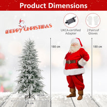 Load image into Gallery viewer, 6 FT Artificial Christmas Tree Flocked Xmas Tree with 250 Warm White LED Lights and Folding Metal Stand