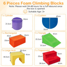 Load image into Gallery viewer, Toddler Climb and Crawl Foam Play Set, 6 Piece Educational Soft Foam Climbing Blocks