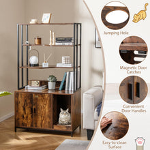 Load image into Gallery viewer, Cat Litter Box Enclosure, 2-in-1 Hidden Kitty Washroom Furniture