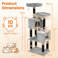 Load image into Gallery viewer, Cat Tree, 156cm Tall Multi-Layer Cats Tower with 2 Perch Beds