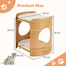 Load image into Gallery viewer, Cat Bed, 2-tier Bamboo Cat Tree with Removable & Washable Cushions, Cat Holes