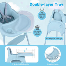 Load image into Gallery viewer, 4-in-1 Convertible Baby High Chair with 2 Heights Removable Double Tray