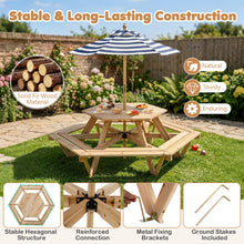 Load image into Gallery viewer, 6 Seat Kids Picnic Bench Set with Removable Adjustable Umbrella