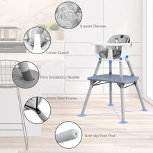 Load image into Gallery viewer, Convertible Baby Dining High Chair with Adjustable and Removable Tray & 5-Point Seat Belt