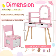 Load image into Gallery viewer, Kids Vanity Set Pretend Play Dressing Table Set with 3-Color Lighting Modes