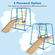 Load image into Gallery viewer, 6-in-1 Indoor Jungle Gym Metal Climber with Slide and Monkey Bars