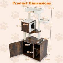 Load image into Gallery viewer, Cat Litter Box Enclosure with Sisal Scratching Post and Mat
