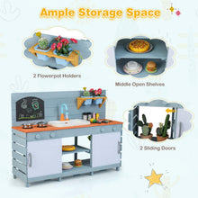 Load image into Gallery viewer, Kids Play Kitchen Set with Chalkboard and Faucet and Sink