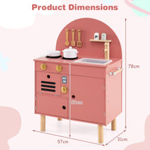 Load image into Gallery viewer, Play Kitchen for Kids Wooden Kitchen Playset with Stoves Faucet