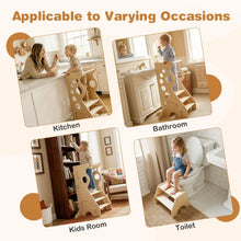 Load image into Gallery viewer, 2 in 1 Wooden Standing Tower with Removable Safety Bars