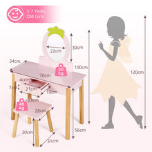 Load image into Gallery viewer, Kids Dressing Table and Stool Set